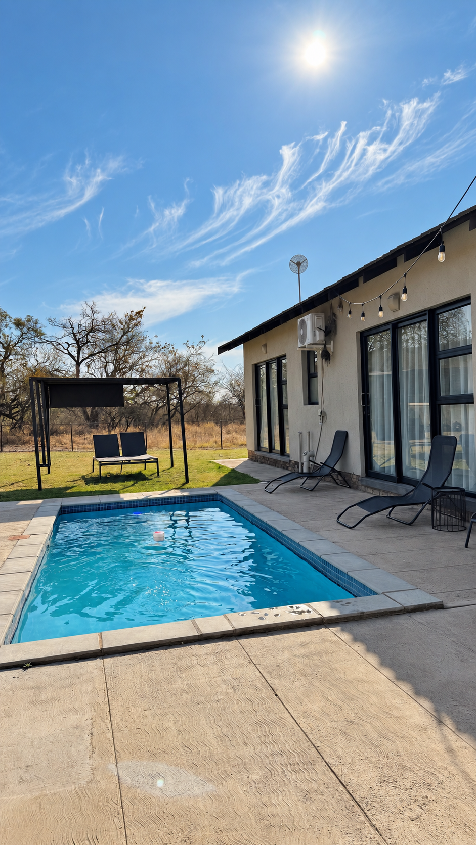 The private pool and sun loungers at Sango on 9 Euphoria