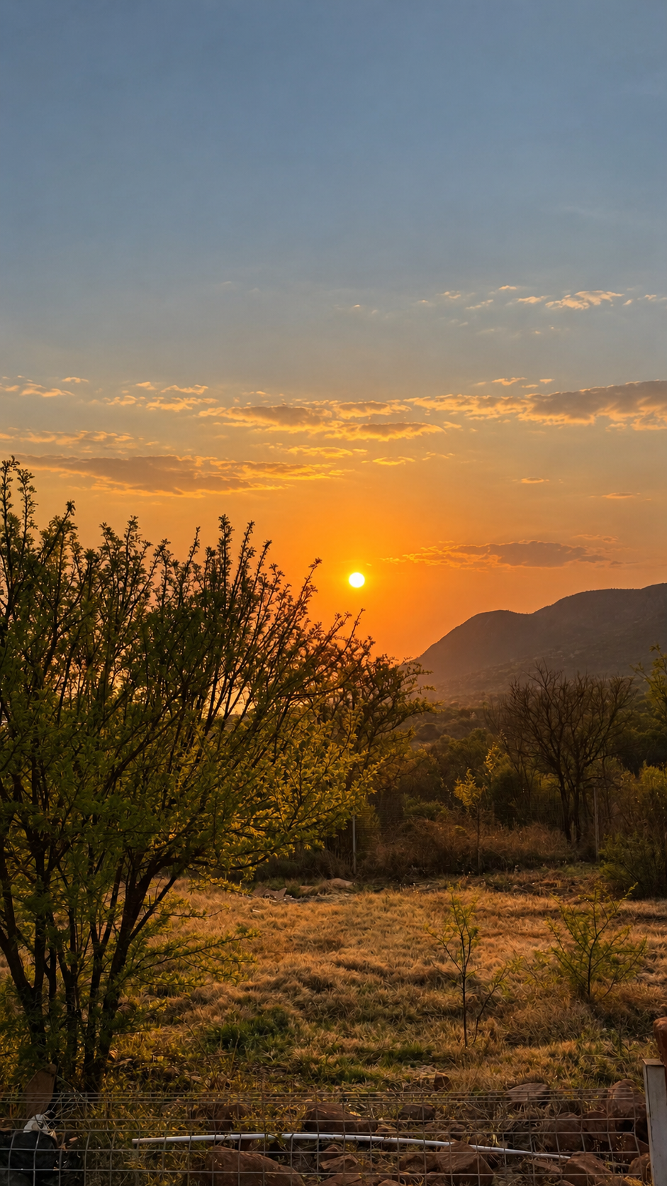 Sunset over the mountains and bush at Sango Hartbeespoort